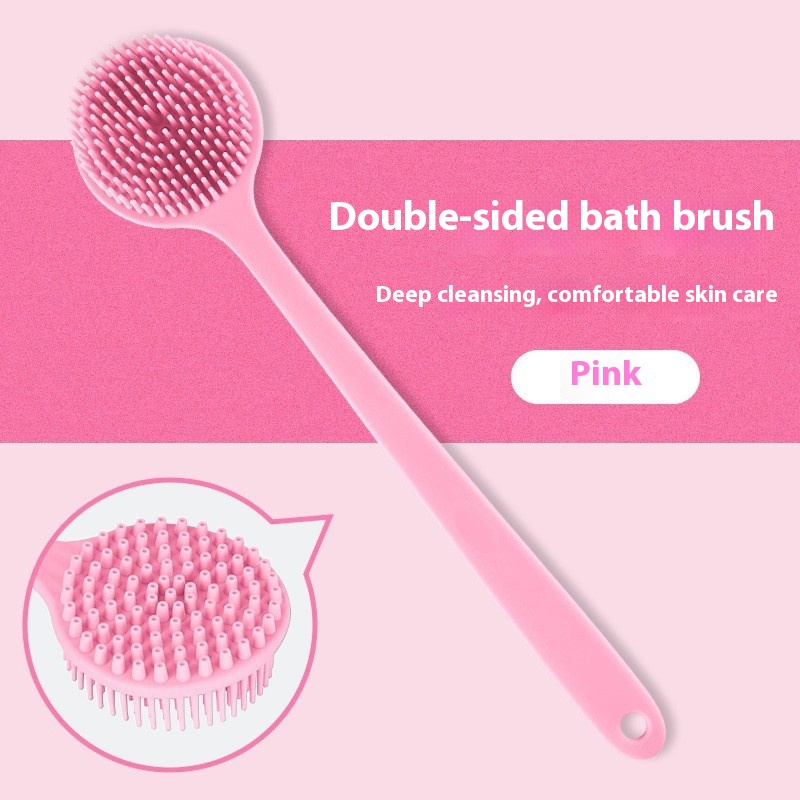 Double-Sided Silicone Bath Brush with Long Handle