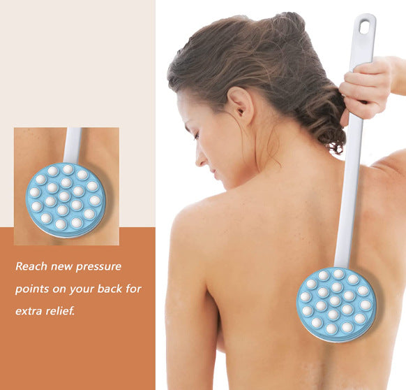 Long Handle Bath Brush with Lotion Applicator & Massager