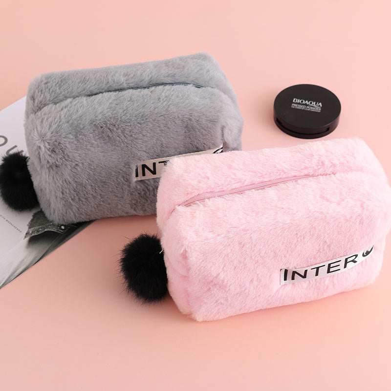 Plush Makeup Bag - Stylish Multi-functional Organizer