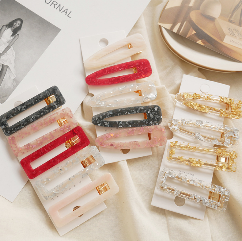 Vintage Japanese Geometric Acrylic Hair Clips