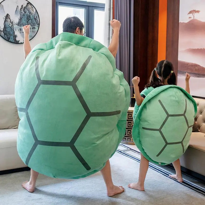 緑色の着られるカメの甲羅枕