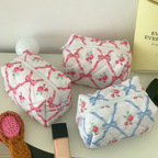 Quilted Floral Makeup Bag