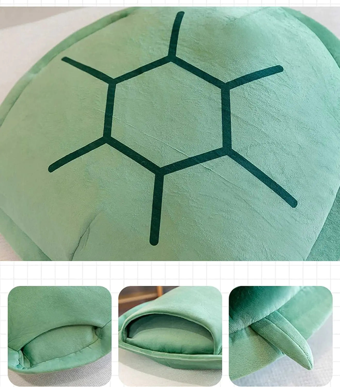 緑色の着られるカメの甲羅枕