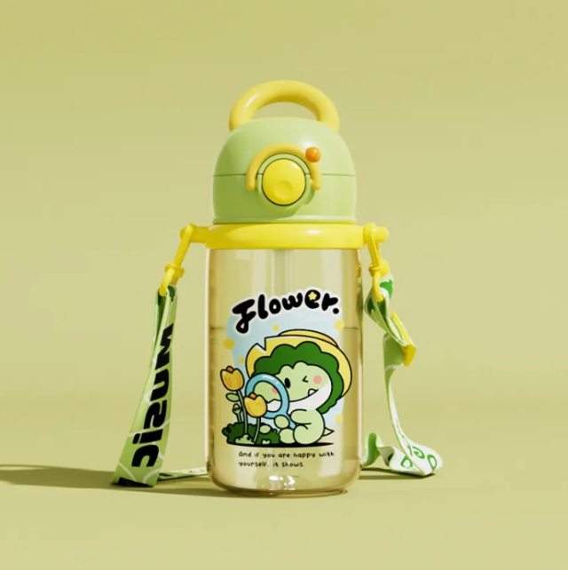 子供用クジラ漫画ダイビング噴水ウォーターボトル - トライタン漏れ防止ストローカップ（各種サイズ・カラー）