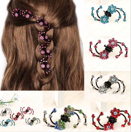 Bridal Hair Accessories, Floral Rhinestone Hair Clips