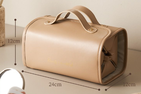 Foldable Faux-Leather Makeup Bag
