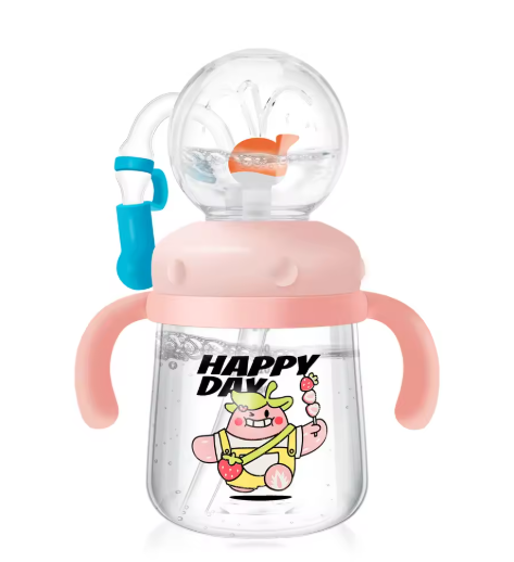子供用クジラ漫画ダイビング噴水ウォーターボトル - トライタン漏れ防止ストローカップ（各種サイズ・カラー）