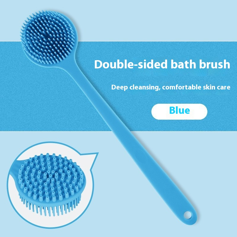 Double-Sided Silicone Bath Brush with Long Handle