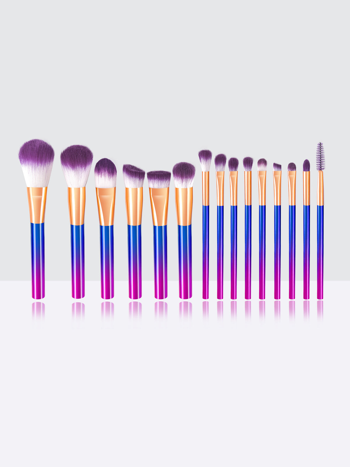 15-Piece Colorful Gradient Makeup Brush Set