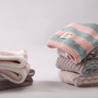 Striped Microfiber Towel Wrap for Long Curly Hair