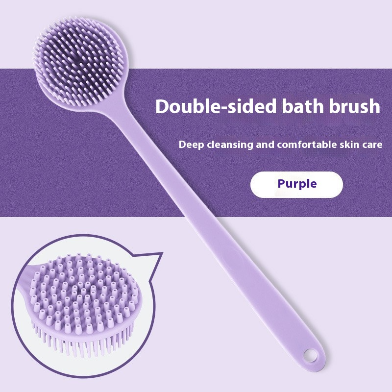 Double-Sided Silicone Bath Brush with Long Handle