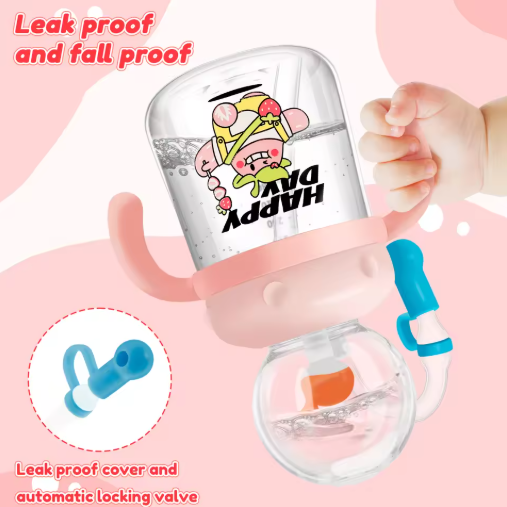 Bouteille d'eau fontaine de plongée pour enfants motif baleine - Gobelet antifuite en Tritan (Diverses tailles et couleurs)