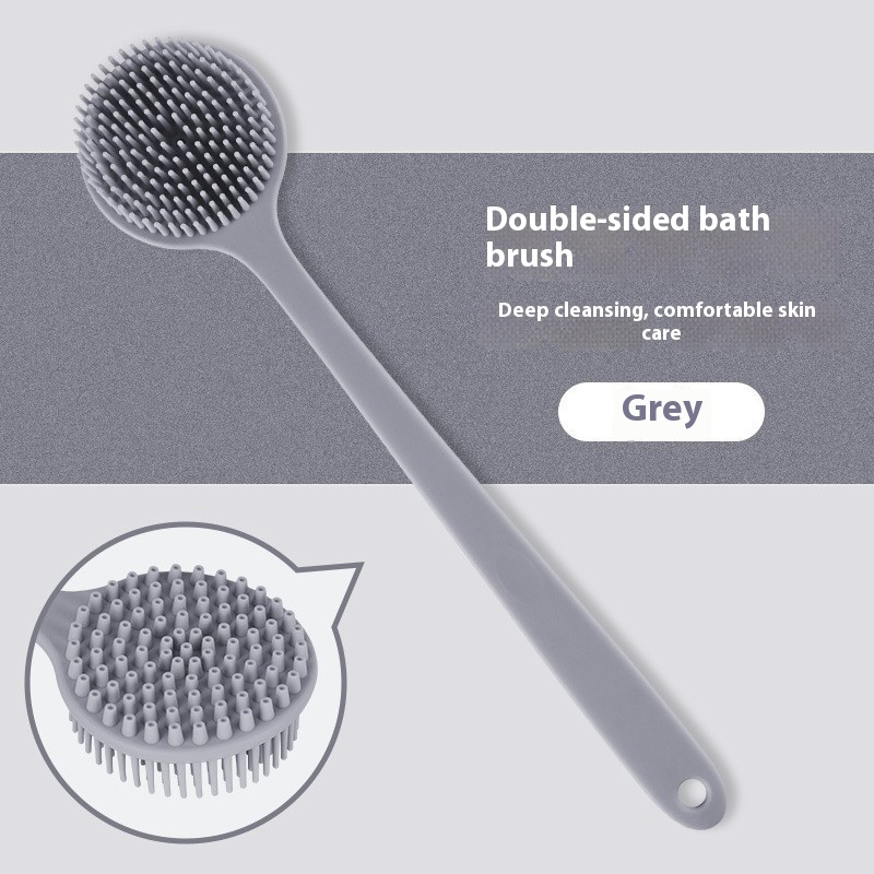 Double-Sided Silicone Bath Brush with Long Handle