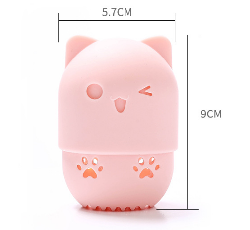Travel Silicone Cat-Shaped Makeup Sponge Case and Holder