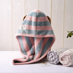 Striped Microfiber Towel Wrap for Long Curly Hair