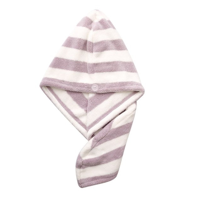 Striped Microfiber Towel Wrap for Long Curly Hair