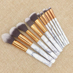 Marble-Effect Makeup Brush Set — 10 Pieces