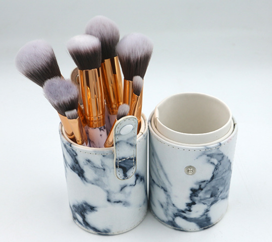 Marble-Effect Makeup Brush Set — 10 Pieces