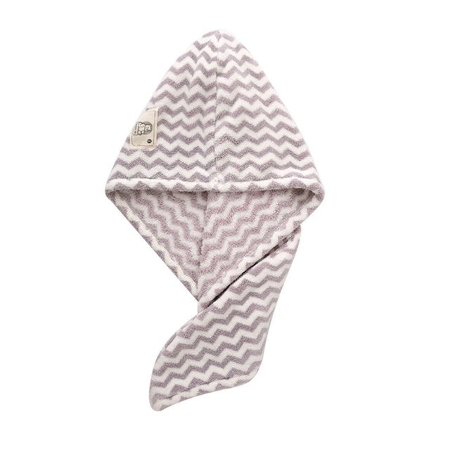 Striped Microfiber Towel Wrap for Long Curly Hair
