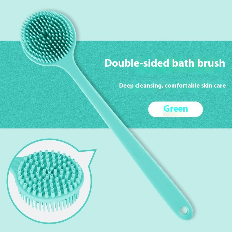 Double-Sided Silicone Bath Brush with Long Handle
