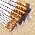 Marble-Effect Makeup Brush Set — 10 Pieces