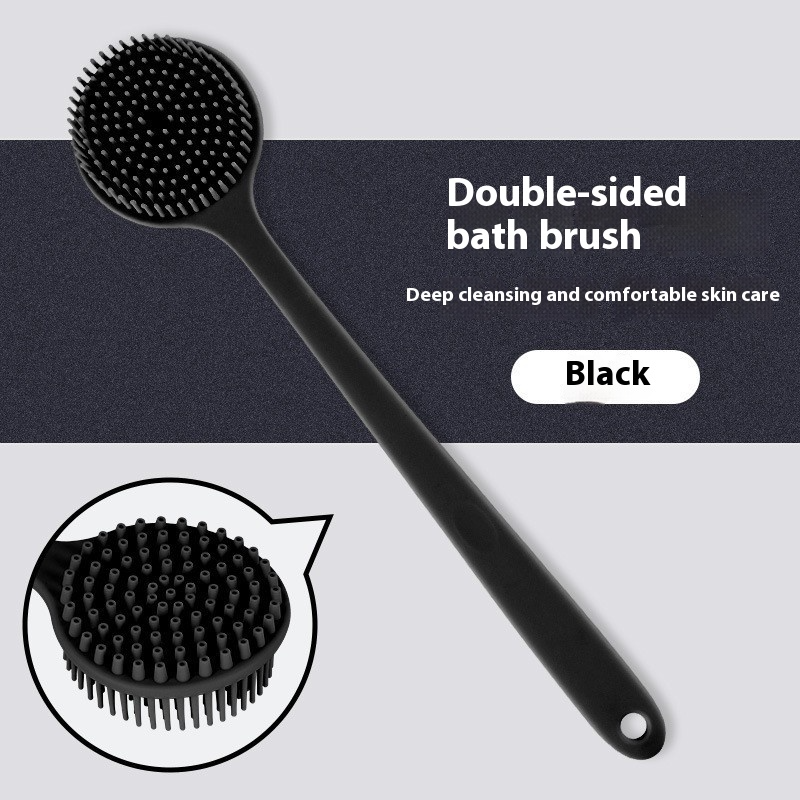 Double-Sided Silicone Bath Brush with Long Handle