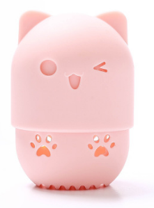 Travel Silicone Cat-Shaped Makeup Sponge Case and Holder