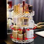 Rotating Cosmetic Storage Case with Adjustable Organizer