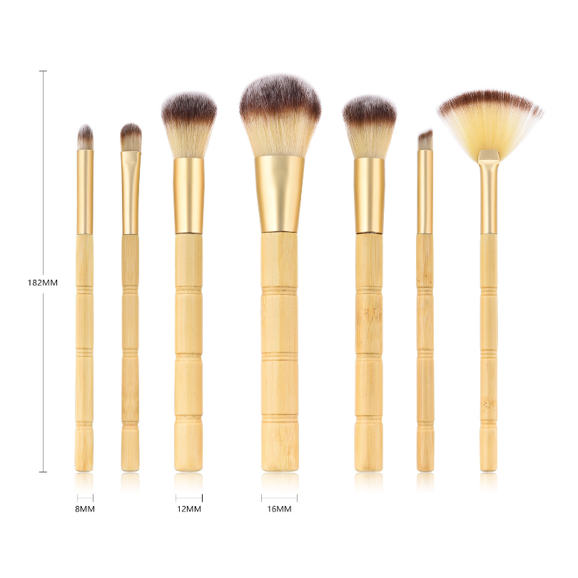 Wooden-Handle Makeup Brush Set — 7 Pieces
