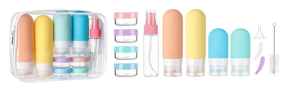Travel Toiletry Bottle Set — 16 Pieces