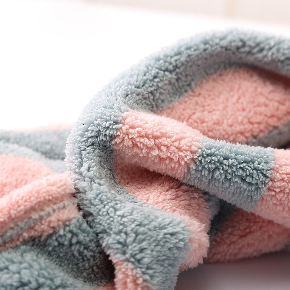 Striped Microfiber Towel Wrap for Long Curly Hair