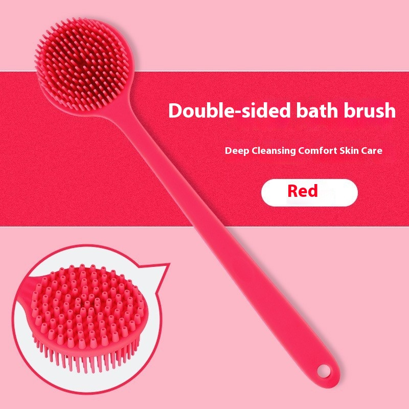 Double-Sided Silicone Bath Brush with Long Handle