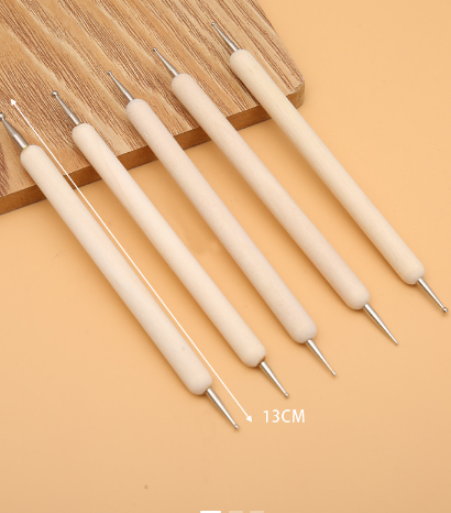Nail Art Dotting Tools Set with Wooden Handles (5 Pcs)