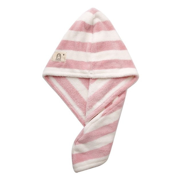 Striped Microfiber Towel Wrap for Long Curly Hair